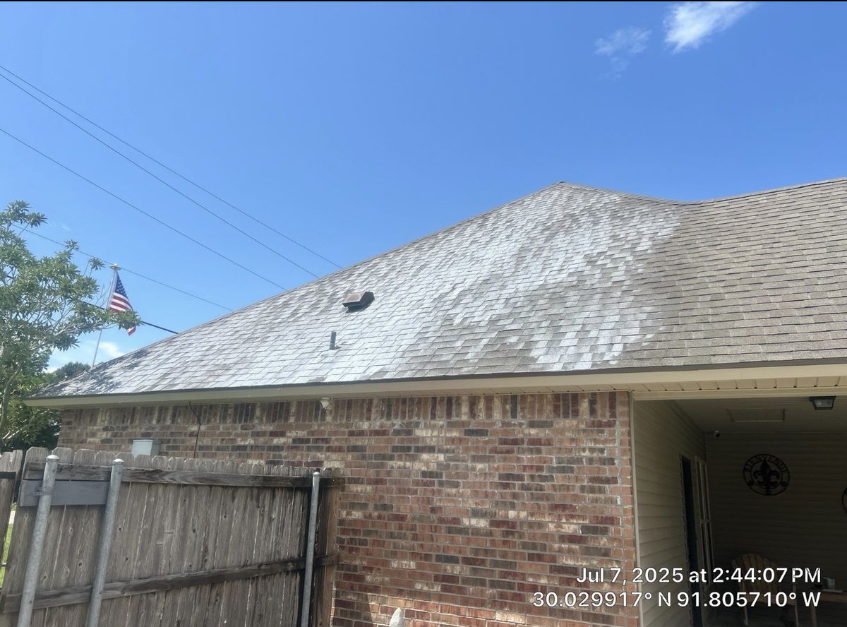 Roof Maxx shingle rejuvenation treatment on Louisiana home
